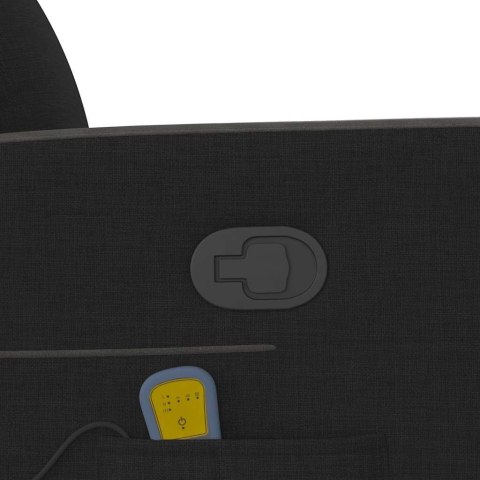 PODNOSZONY FOTEL MASUJĄCY ROZKŁADANY CZARNY OBITY TKANINĄ