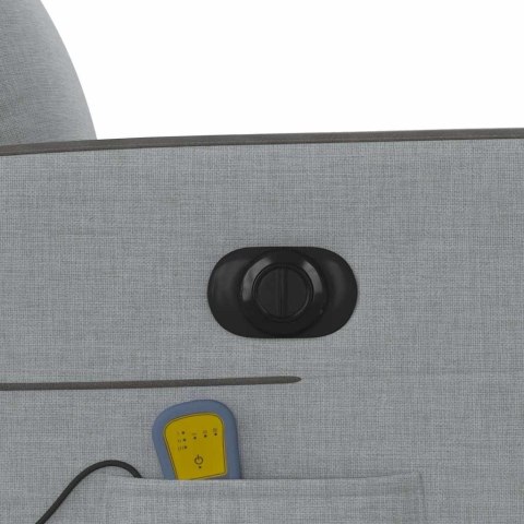 ROZKŁADANY FOTEL MASUJĄCY ELEKTRYCZNY JASNOSZARY TKANINA