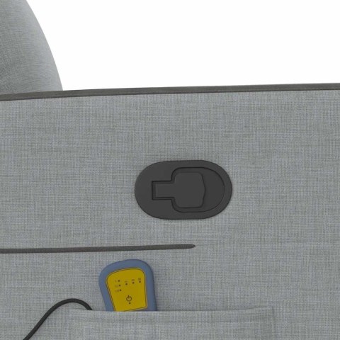 ROZKŁADANY FOTEL MASUJĄCY JASNOSZARY OBITY TKANINĄ