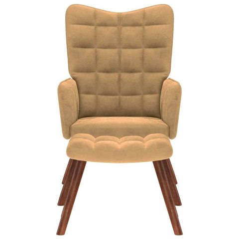 FOTEL Z PODNÓŻKIEM BRĄZOWY OBITY AKSAMITEM