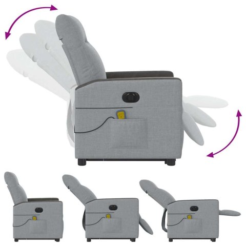 PODNOSZONY FOTEL MASUJĄCY ELEKTRYCZNY ROZKŁADANY JASNOSZARY