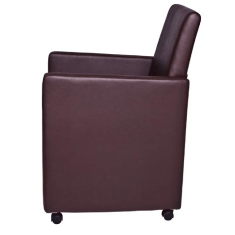 KRZESŁA STOŁOWE 2 SZT. BRĄZOWE OBITE SZTUCZNĄ SKÓRĄ