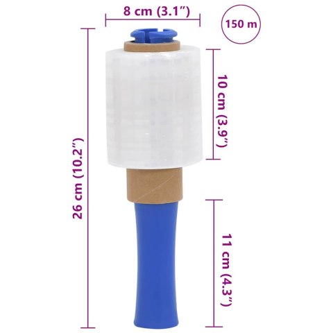 FOLIA STRETCH Z RĄCZKĄ 50 SZT. PRZEZROCZYSTA 23ΜM 10CMX150M