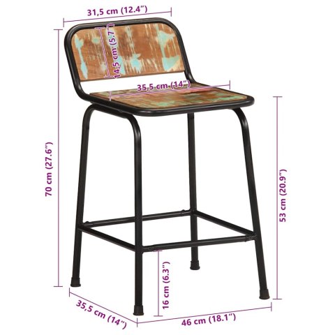 HOKERY BAROWE 2 SZT. 46X35,5X70CM DREWNO LITE ODZYSKANE