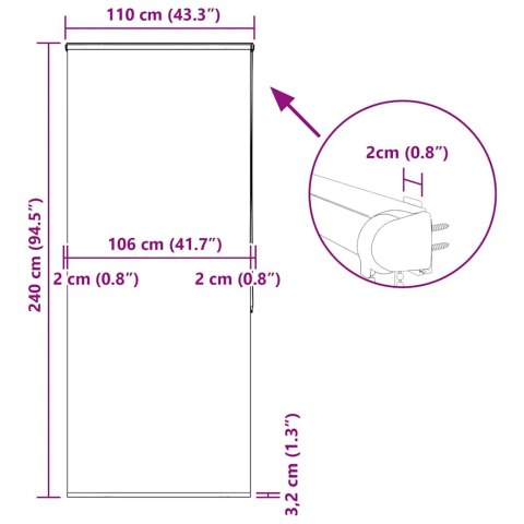 ROLETA PRYSZNICOWA Z KASETĄ 110X240CM SZEROKOŚĆ TKANINY 106CM