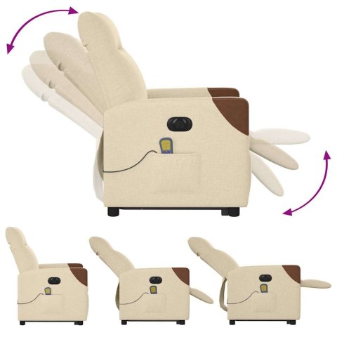 PODNOSZONY FOTEL MASUJĄCY ELEKTRYCZNY ROZKŁADANY KREMOWY