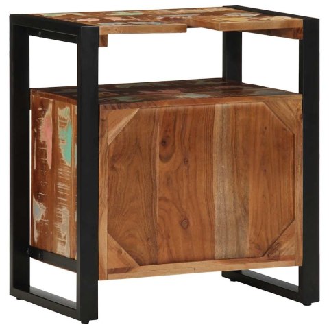 SZAFKA POD UMYWALKĘ ŁAZIENKOWĄ 55X35X60CM LITE DREWNO ODZYSKANE