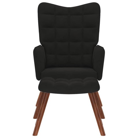 FOTEL Z PODNÓŻKIEM CZARNY OBITY AKSAMITEM