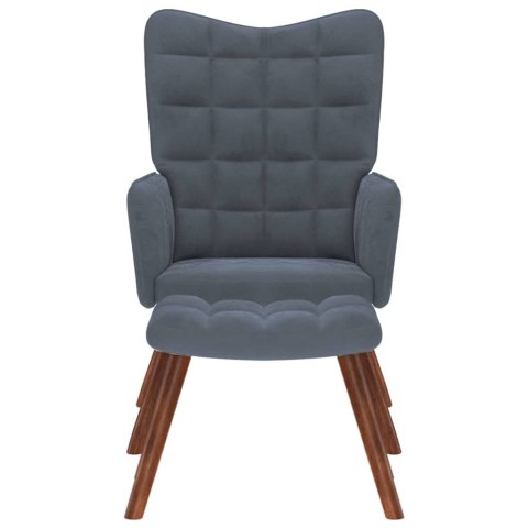 FOTEL Z PODNÓŻKIEM CIEMNOSZARY OBITY AKSAMITEM