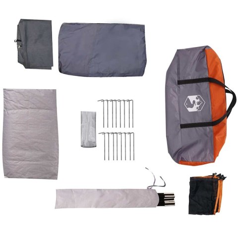 NAMIOT RODZINNY TUNEL 6-OS. SZARO-POMARAŃCZOWY WODOSZCZELNY