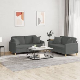 2-CZ. KOMPLET WYPOCZYNKOWY Z PODUSZKAMI CIEMNOSZARY TKANINA