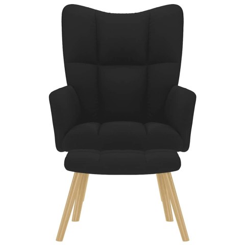 FOTEL Z PODNÓŻKIEM CZARNY OBITY TKANINĄ