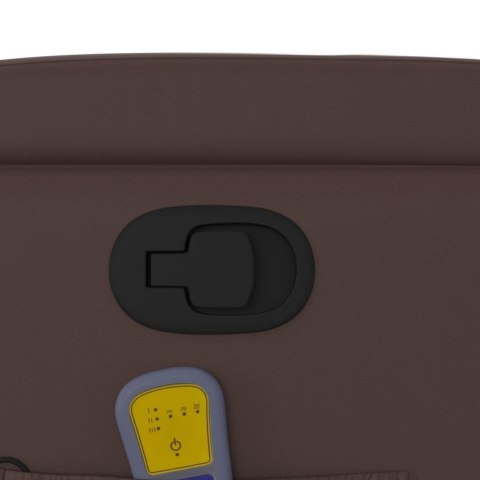 ROZKŁADANY FOTEL MASUJĄCY BRĄZOWY OBITY SZTUCZNĄ SKÓRĄ