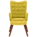 FOTEL RELAKSACYJNY ZE STOŁKIEM ŻÓŁTY AKSAMIT