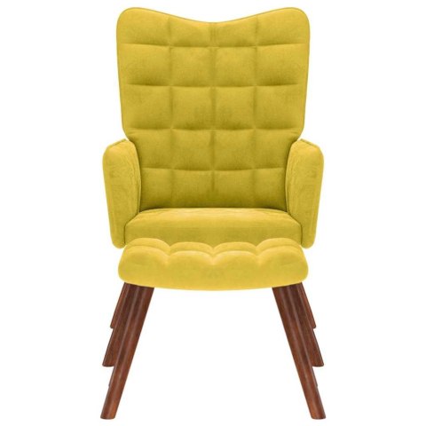 FOTEL RELAKSACYJNY ZE STOŁKIEM ŻÓŁTY AKSAMIT