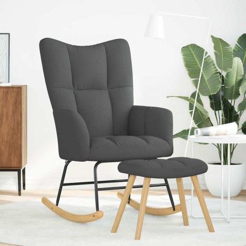 FOTEL Z PODNÓŻKIEM CIEMNOSZARY TKANINA