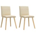 KRZESŁA STOŁOWE 2 SZT. KREMOWE OBITE TKANINĄ