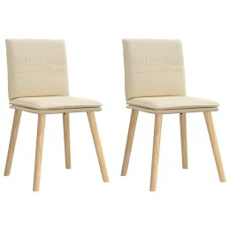 KRZESŁA STOŁOWE 2 SZT. KREMOWE OBITE TKANINĄ