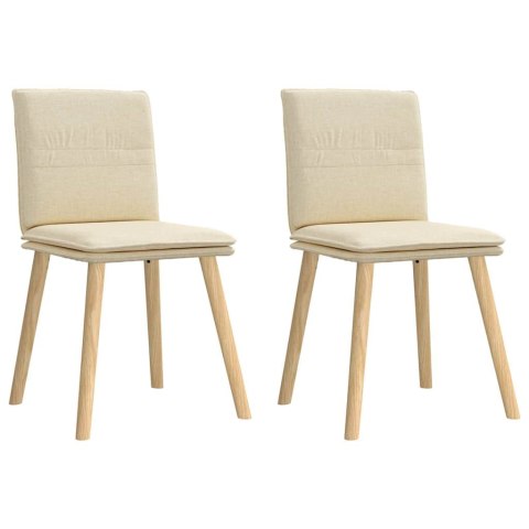 KRZESŁA STOŁOWE 2 SZT. KREMOWE OBITE TKANINĄ
