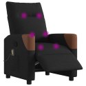 ROZKŁADANY FOTEL MASUJĄCY ELEKTRYCZNY CZARNY TKANINA
