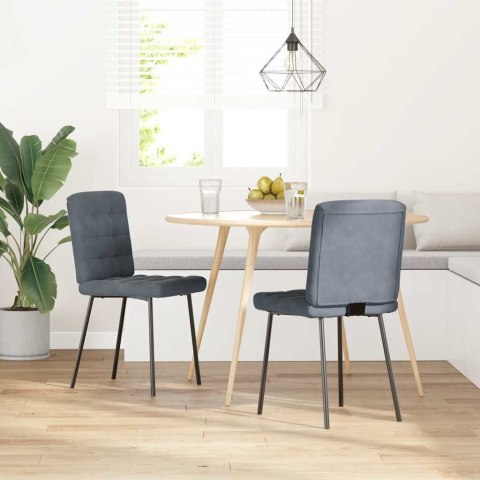 KRZESŁA STOŁOWE 2 SZT. CIEMNOSZARE AKSAMITNE