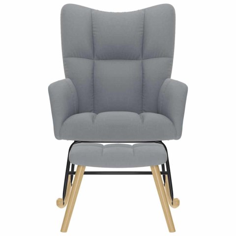 FOTEL BUJANY Z PODNÓŻKIEM JASNOSZARY TKANINA