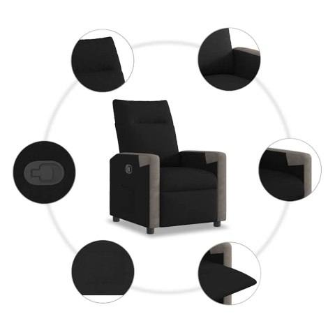 FOTEL ROZKŁADANY CZARNY OBITY TKANINĄ