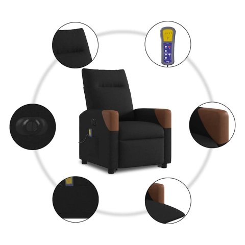 PODNOSZONY FOTEL MASUJĄCY ELEKTRYCZNY ROZKŁADANY CZARNY