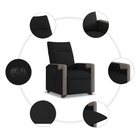 PODNOSZONY FOTEL MASUJĄCY ELEKTRYCZNY ROZKŁADANY CZARNY