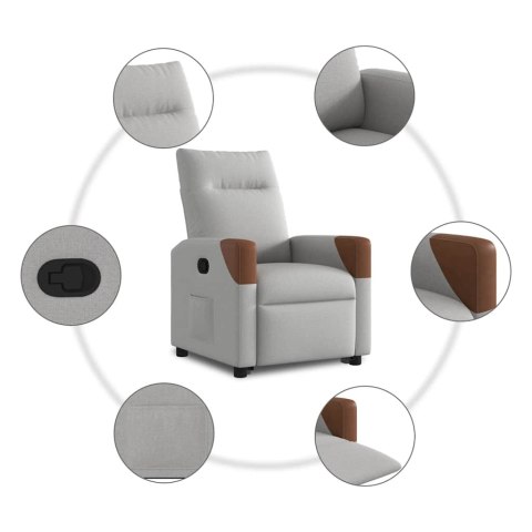 PODNOSZONY FOTEL ROZKŁADANY SZARY OBITY TKANINĄ