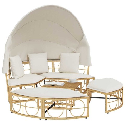 WYSPA SŁONECZNA LEŻAK POLIRATTAN Z BALDACHIMEM 160CM SOFA MODUŁOWA PODUSZKI