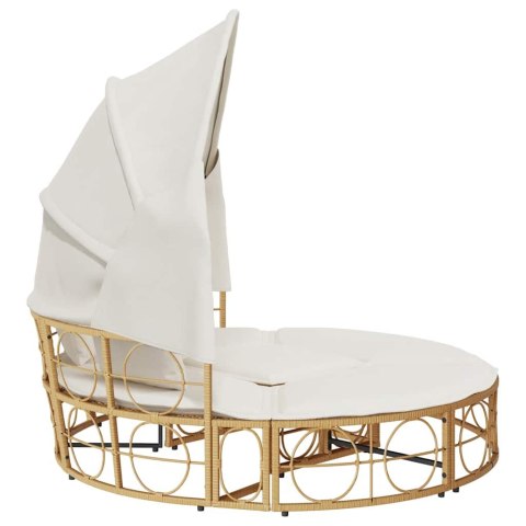 WYSPA SŁONECZNA LEŻAK POLIRATTAN Z BALDACHIMEM 160CM SOFA MODUŁOWA PODUSZKI