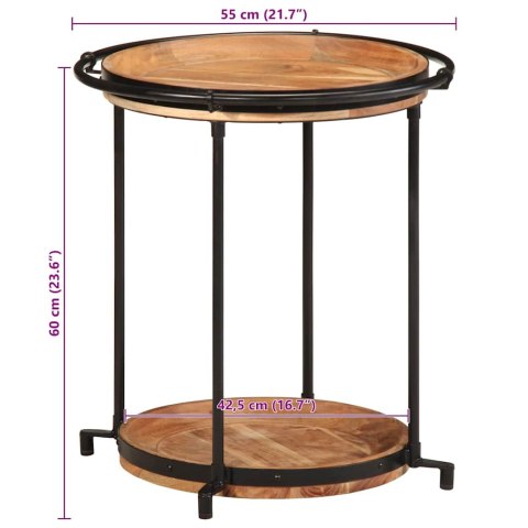 STOLIK POMOCNICZY Ø55X60CM DREWNO LITE AKACJA