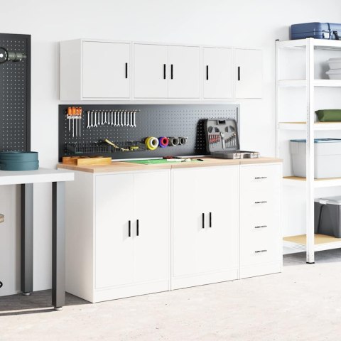 GARAŻOWE SZAFKI ŚCIENNE 2 SZT. BIAŁE DREWNO KLEJONE