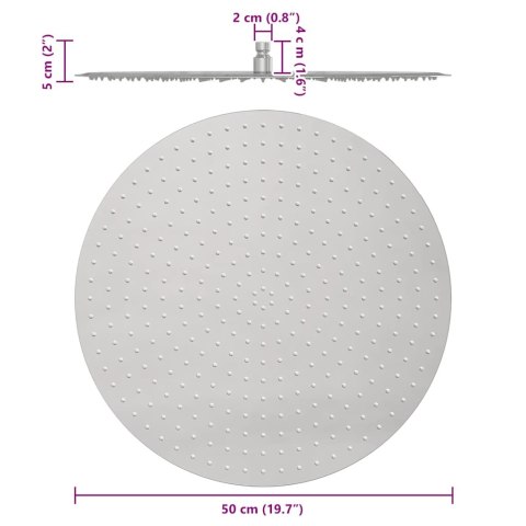 DESZCZOWNICA PRYSZNICOWA ZE STALI NIERDZEWNEJ 304 50CM OKRĄGŁA