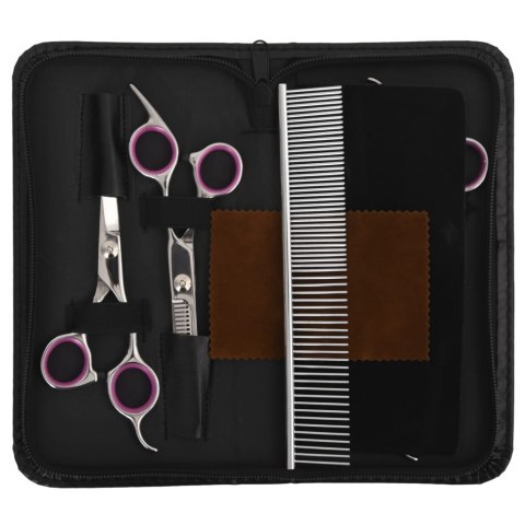 5-CZĘŚCIOWY ZESTAW NOŻYCZEK DO STRZYŻENIA PSÓW STAL NIERDZEWNA