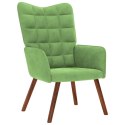 FOTEL Z PODNÓŻKIEM JASNOZIELONY OBITY AKSAMITEM