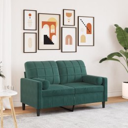 2-OSOBOWA SOFA Z PODUSZKAMI CIEMNOZIELONA 120CM AKSAMIT