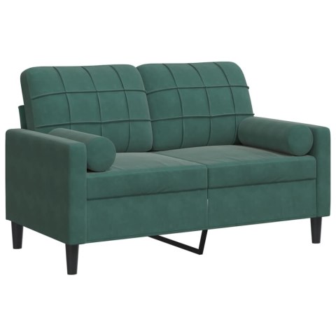 2-OSOBOWA SOFA Z PODUSZKAMI CIEMNOZIELONA 120CM AKSAMIT