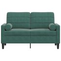 2-OSOBOWA SOFA Z PODUSZKAMI CIEMNOZIELONA 120CM AKSAMIT