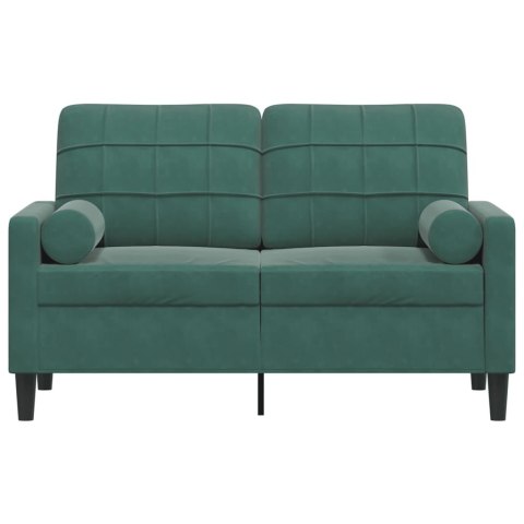 2-OSOBOWA SOFA Z PODUSZKAMI CIEMNOZIELONA 120CM AKSAMIT