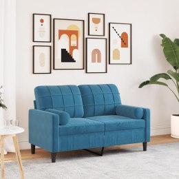 2-OSOBOWA SOFA Z PODUSZKAMI NIEBIESKA 120CM AKSAMIT