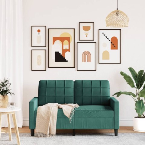 SOFA 2-OSOBOWA CIEMNOZIELONA 120CM TAPICEROWANA AKSAMITEM