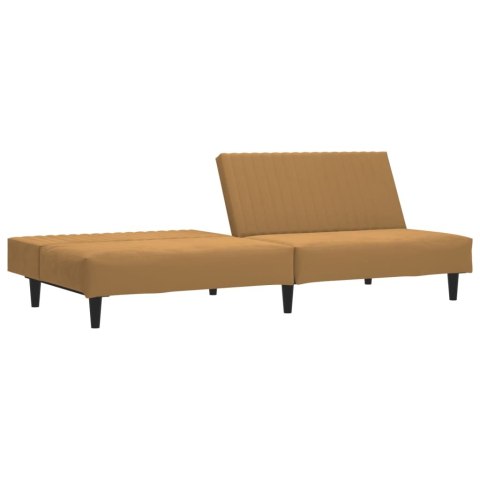 2-OSOBOWA KANAPA BRĄZOWA TAPICEROWANA AKSAMITEM