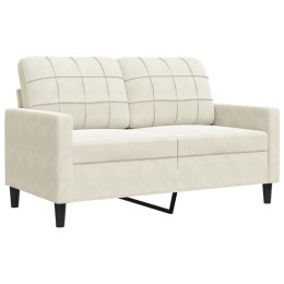 SOFA 2-OSOBOWA KREMOWY 120CM TAPICEROWANA AKSAMITEM