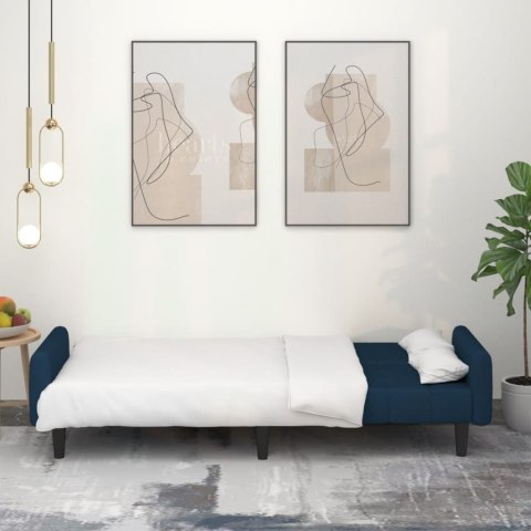 2-OSOBOWA KANAPA NIEBIESKA TAPICEROWANA AKSAMITEM