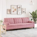 3-OSOBOWA SOFA Z PODUSZKAMI RÓŻOWA 210CM AKSAMIT