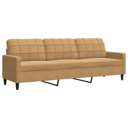 SOFA 3-OSOBOWA BRĄZOWA 210CM TAPICEROWANA AKSAMITEM