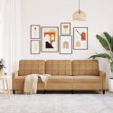SOFA 3-OSOBOWA BRĄZOWA 210CM TAPICEROWANA AKSAMITEM