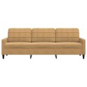 SOFA 3-OSOBOWA BRĄZOWA 210CM TAPICEROWANA AKSAMITEM